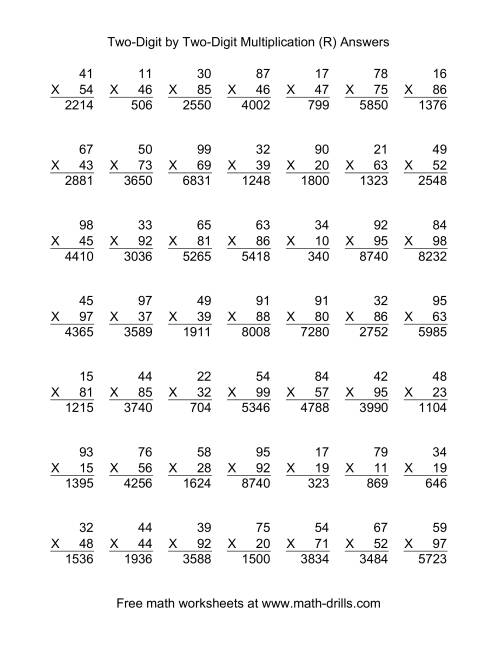 The Multiplying Two-Digit by Two-Digit -- 49 per page (R) Math Worksheet Page 2