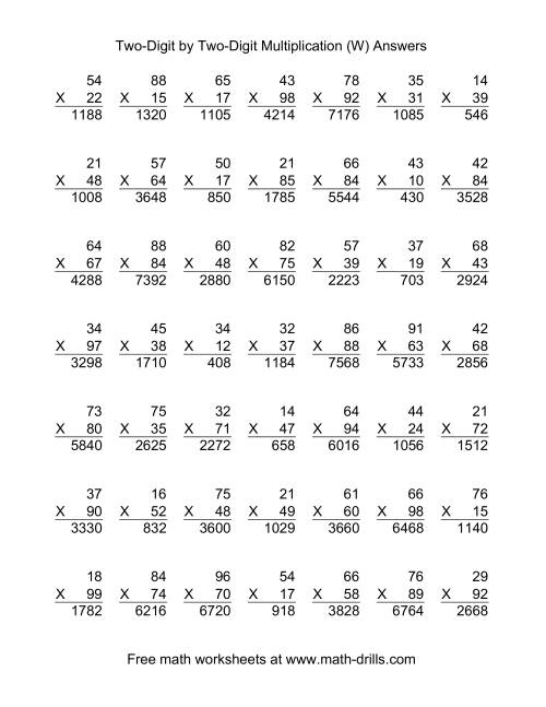 The Multiplying Two-Digit by Two-Digit -- 49 per page (W) Math Worksheet Page 2