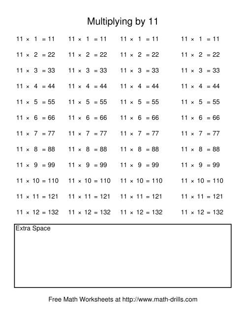The Repetitive Multiplication by 11 (K) Math Worksheet Page 2
