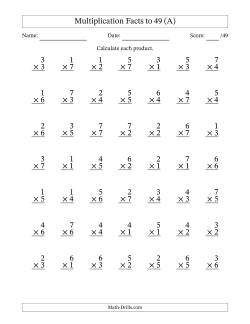 Free Printable Multiplication Facts Chart