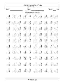 Math Drills Multiplication Chart