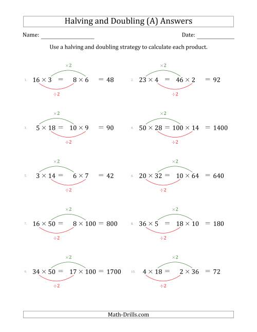 The Halving and Doubling Strategy with Easier Questions (A) Math Worksheet Page 2