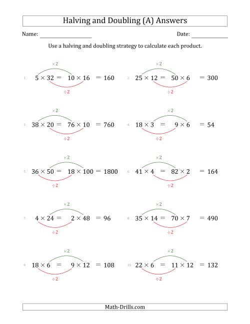 The Halving and Doubling Strategy with Harder Questions (A) Math Worksheet Page 2