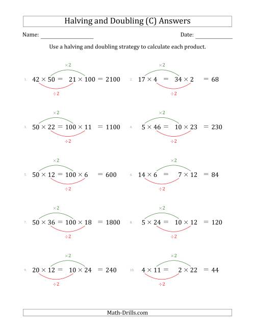 The Halving and Doubling Strategy with Harder Questions (C) Math Worksheet Page 2