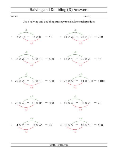 The Halving and Doubling Strategy with Harder Questions (D) Math Worksheet Page 2