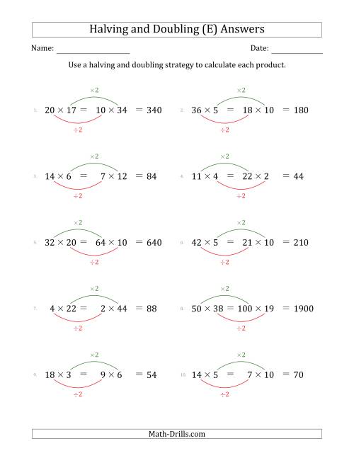 The Halving and Doubling Strategy with Harder Questions (E) Math Worksheet Page 2