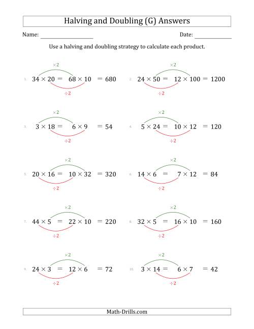 The Halving and Doubling Strategy with Harder Questions (G) Math Worksheet Page 2