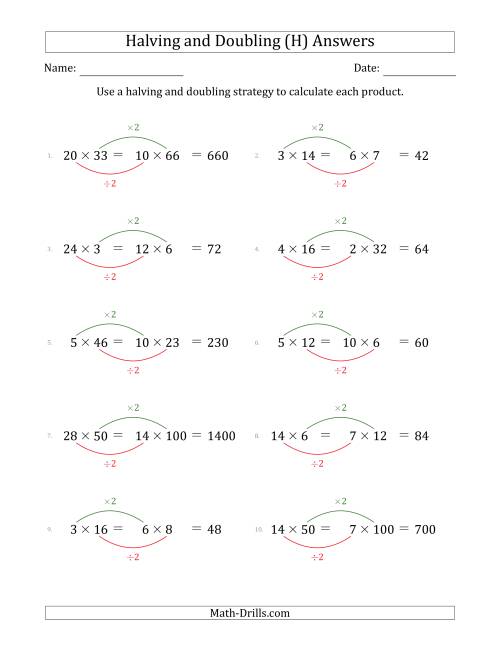 The Halving and Doubling Strategy with Harder Questions (H) Math Worksheet Page 2