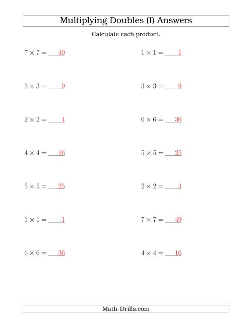 The Multiplying Doubles up to 7 by 7 (I) Math Worksheet Page 2
