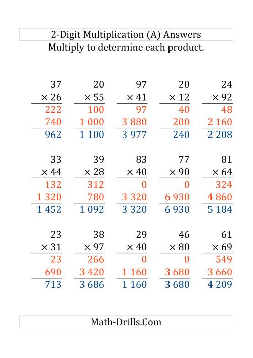 The Multiplying a 2-Digit Number by a 2-Digit Number (Large Print and SI Number Format) (Old) Math Worksheet Page 2
