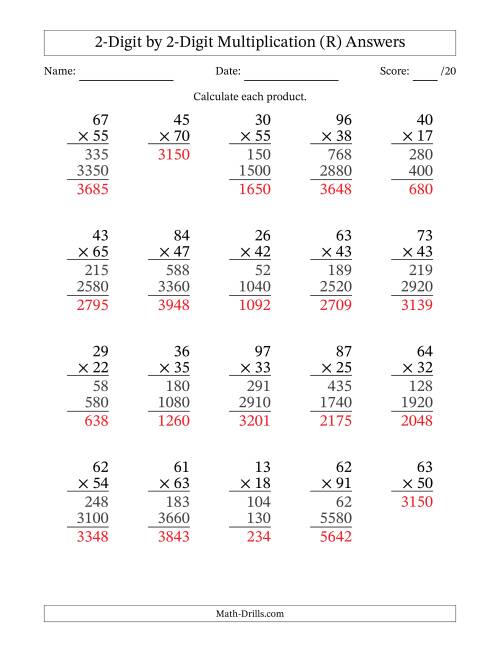 The Multiplying 2-Digit by 2-Digit Numbers (R) Math Worksheet Page 2