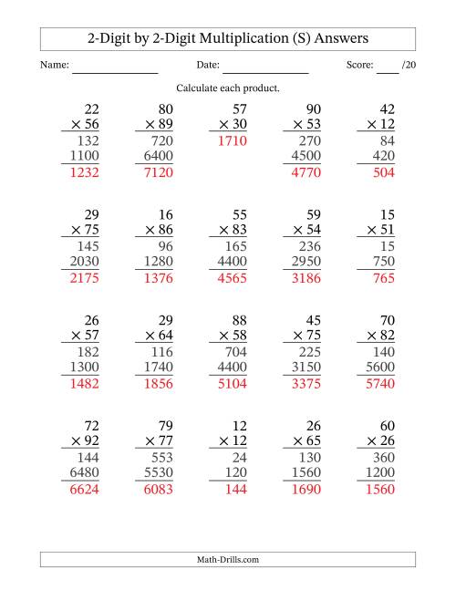 The Multiplying 2-Digit by 2-Digit Numbers (S) Math Worksheet Page 2