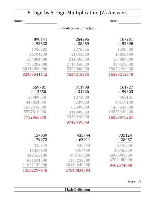 The Multiplying 6-Digit by 5-Digit Numbers (All) Math Worksheet Page 2