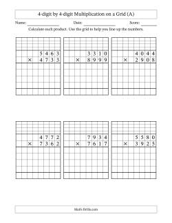 4-digit by 4-digit Multiplication with Grid Support