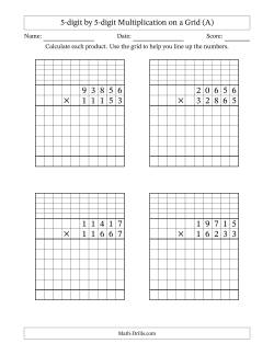 5-digit by 5-digit Multiplication with Grid Support