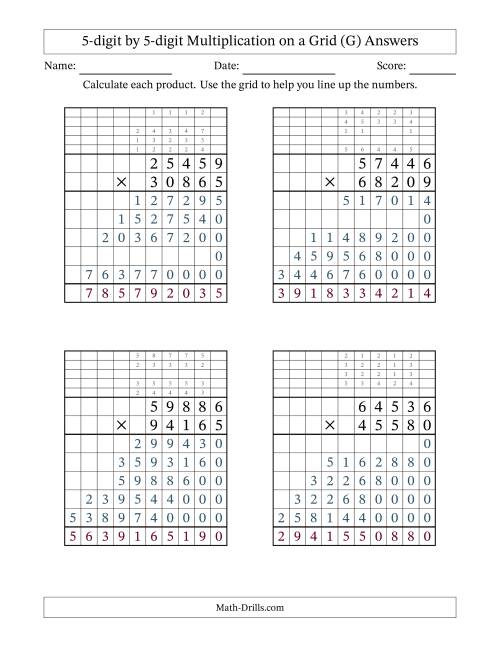 The 5-digit by 5-digit Multiplication with Grid Support Including Regrouping (G) Math Worksheet Page 2