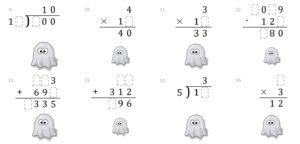 Ghostly Figures Missing Digits All Operations Mixed (Easier Version) (E)