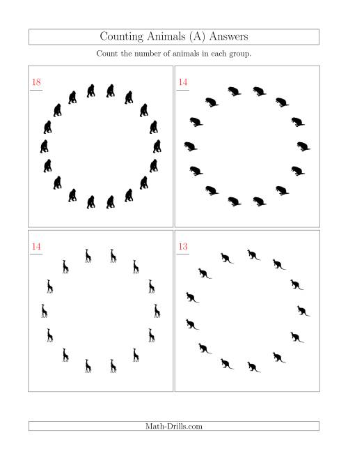 The Counting Animals in Circular Arrangements (A) Math Worksheet Page 2