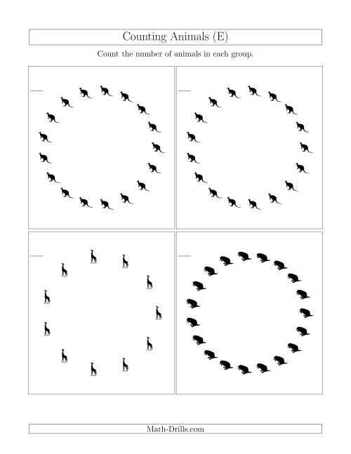 The Counting Animals in Circular Arrangements (E) Math Worksheet