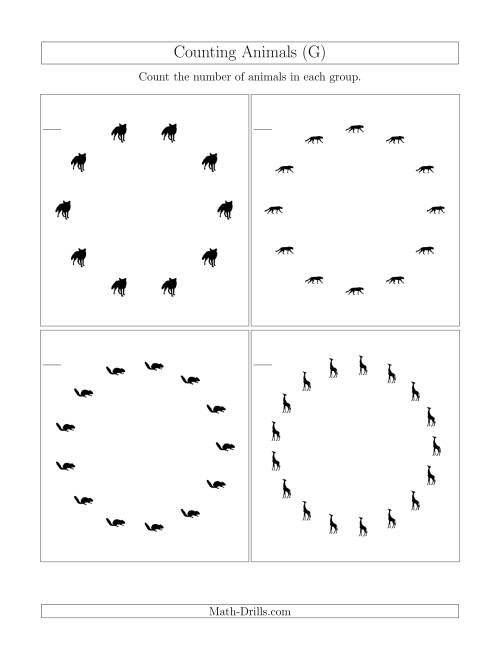 The Counting Animals in Circular Arrangements (G) Math Worksheet