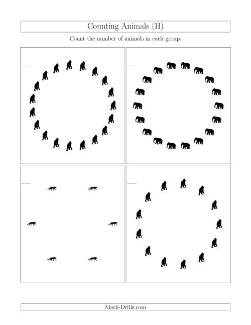 The Counting Animals in Circular Arrangements (H) Math Worksheet
