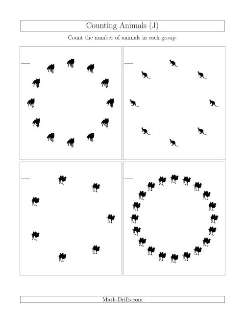 The Counting Animals in Circular Arrangements (J) Math Worksheet