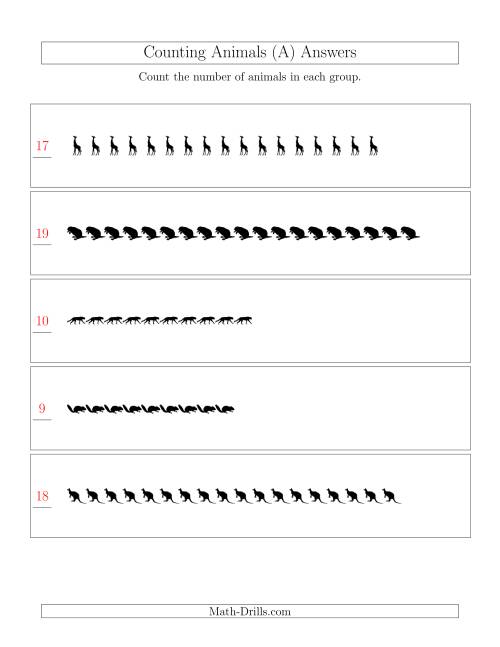 The Counting Animals in Linear Arrangements (A) Math Worksheet Page 2