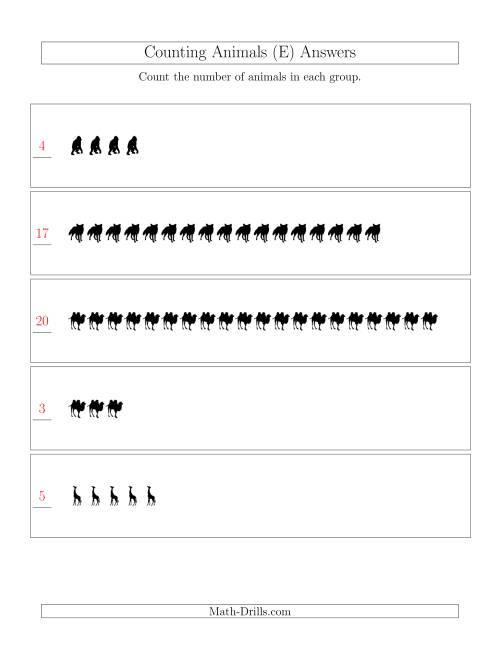 The Counting Animals in Linear Arrangements (E) Math Worksheet Page 2
