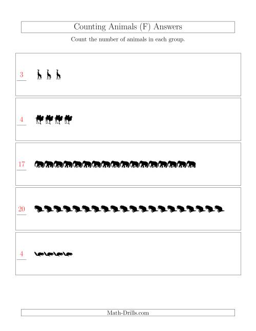 The Counting Animals in Linear Arrangements (F) Math Worksheet Page 2