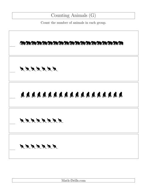 The Counting Animals in Linear Arrangements (G) Math Worksheet