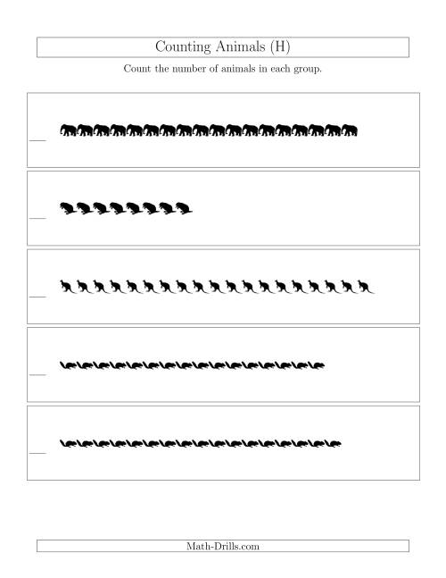 The Counting Animals in Linear Arrangements (H) Math Worksheet