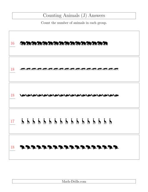 The Counting Animals in Linear Arrangements (J) Math Worksheet Page 2