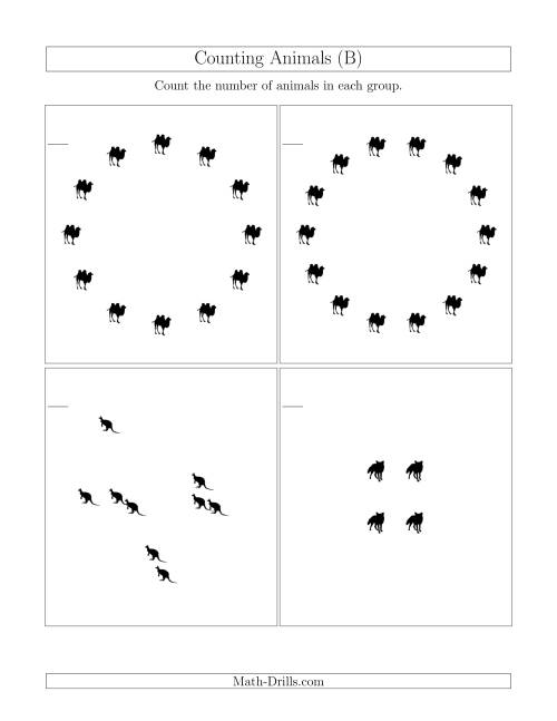 The Counting Animals in Mixed Arrangements (B) Math Worksheet