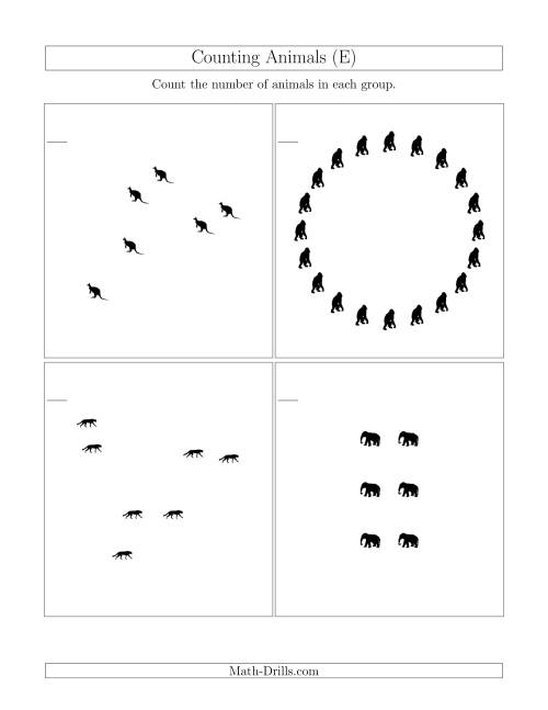 The Counting Animals in Mixed Arrangements (E) Math Worksheet