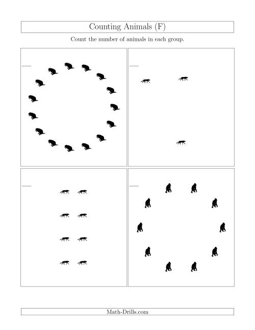 The Counting Animals in Mixed Arrangements (F) Math Worksheet