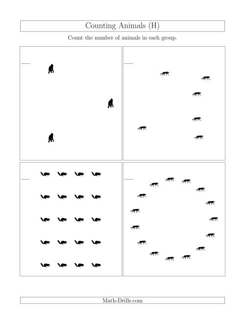 The Counting Animals in Mixed Arrangements (H) Math Worksheet