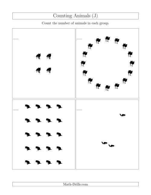 The Counting Animals in Mixed Arrangements (J) Math Worksheet
