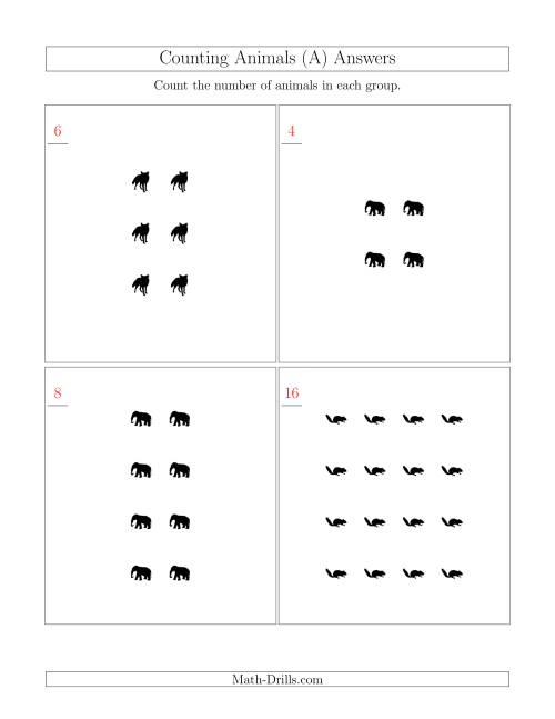 The Counting Animals in Rectangular Arrangements (A) Math Worksheet Page 2