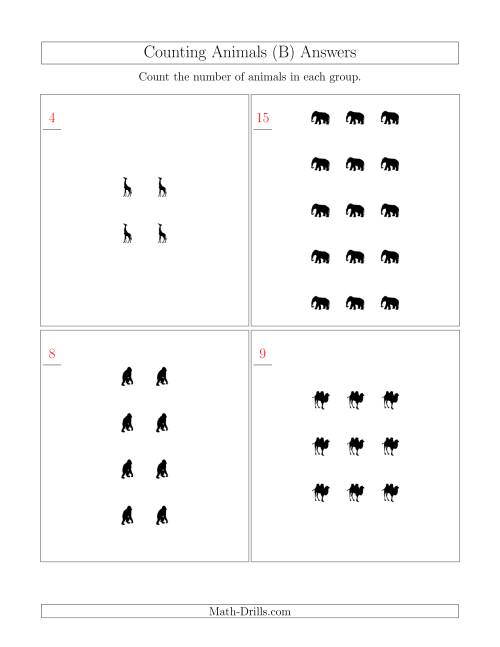 The Counting Animals in Rectangular Arrangements (B) Math Worksheet Page 2