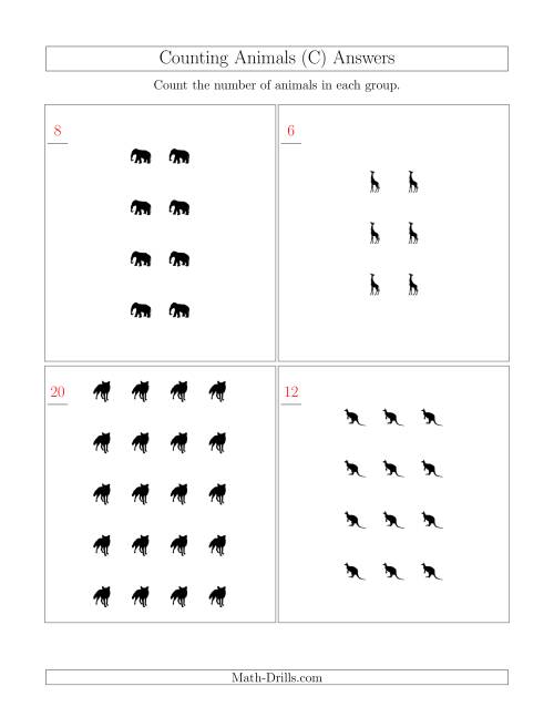 The Counting Animals in Rectangular Arrangements (C) Math Worksheet Page 2