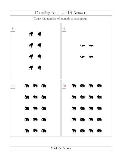 The Counting Animals in Rectangular Arrangements (D) Math Worksheet Page 2