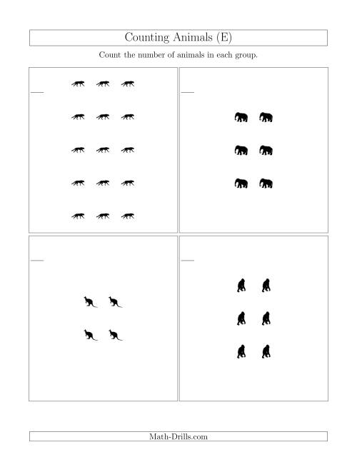 The Counting Animals in Rectangular Arrangements (E) Math Worksheet