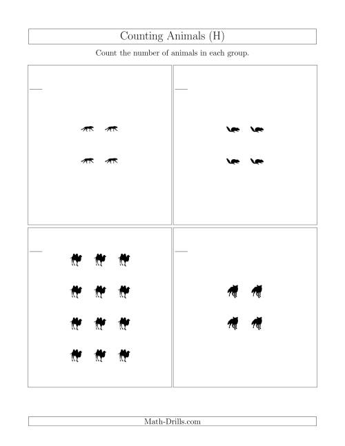 The Counting Animals in Rectangular Arrangements (H) Math Worksheet