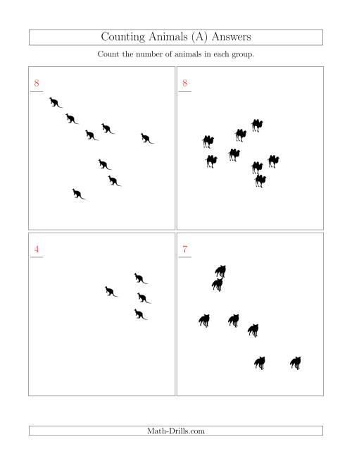 The Counting Animals in Scattered Arrangements (A) Math Worksheet Page 2