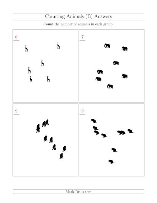 The Counting Animals in Scattered Arrangements (B) Math Worksheet Page 2