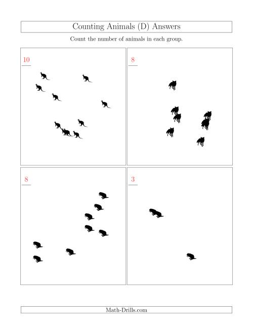 The Counting Animals in Scattered Arrangements (D) Math Worksheet Page 2