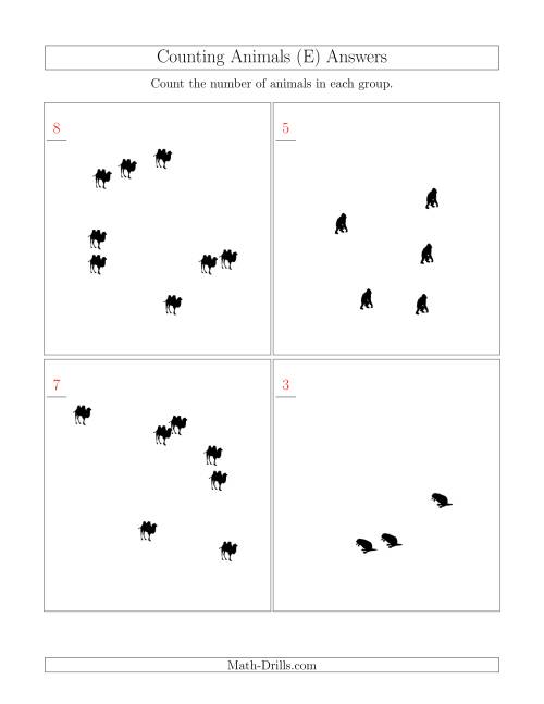 The Counting Animals in Scattered Arrangements (E) Math Worksheet Page 2