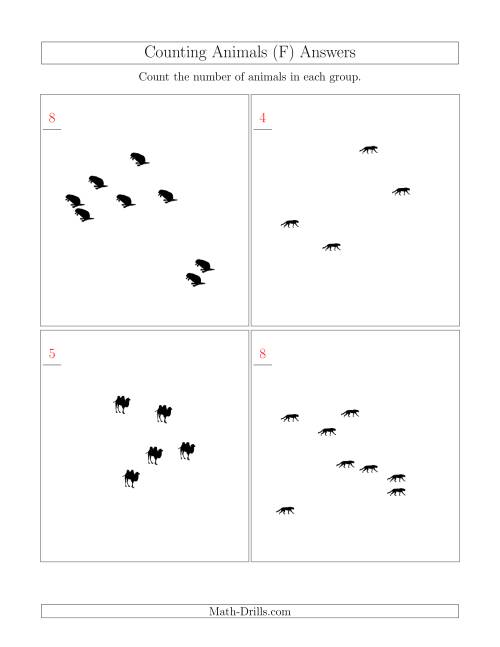 The Counting Animals in Scattered Arrangements (F) Math Worksheet Page 2