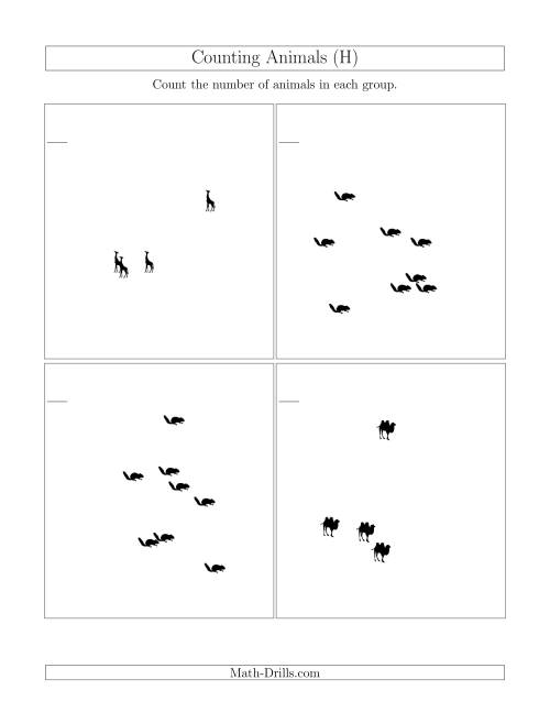 The Counting Animals in Scattered Arrangements (H) Math Worksheet