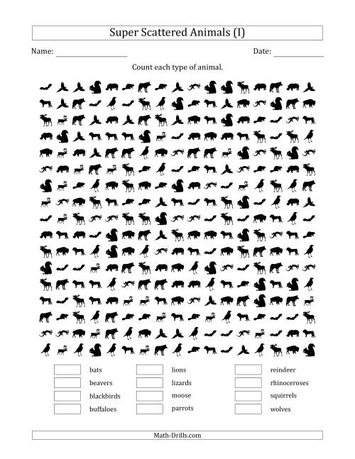 The Counting Animal Pictures in Super Scattered Arrangements (100 Percent Full) (I) Math Worksheet